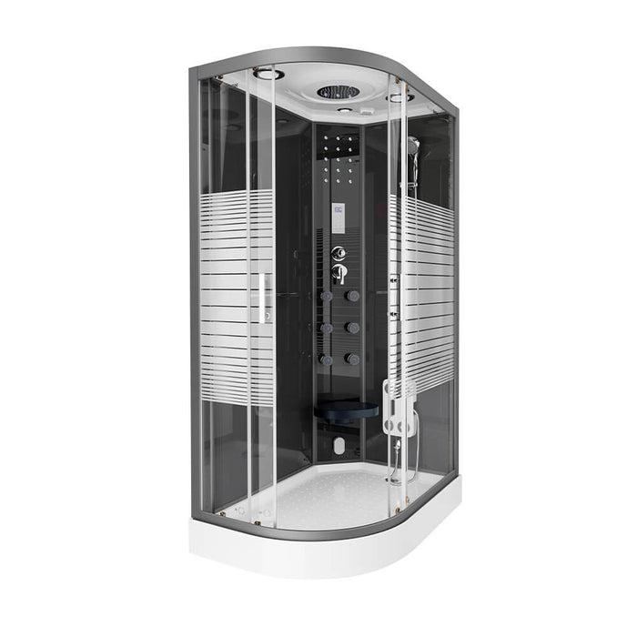 Dampfdusche mit Wasserfall Dampfsauna MANTA BLACK XL, 120x80x220cm - Links