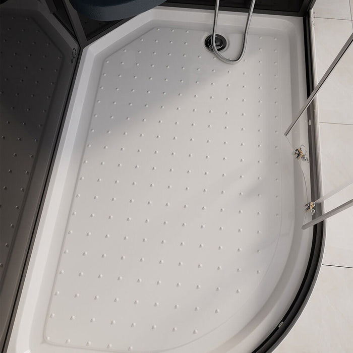 Dampfdusche mit Wasserfall Dampfsauna MANTA BLACK XL, 120x80x220cm - Links