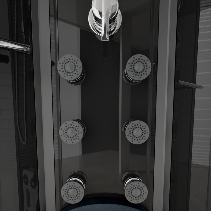 Doccia a vapore con sauna a vapore a cascata MANTA BLACK, 90x90x220cm