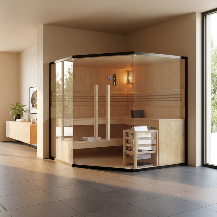 Indoor sauna ARKHAM BIG XL - 200 x 200 cm for 6 people - Traditional sauna with 8kW oven