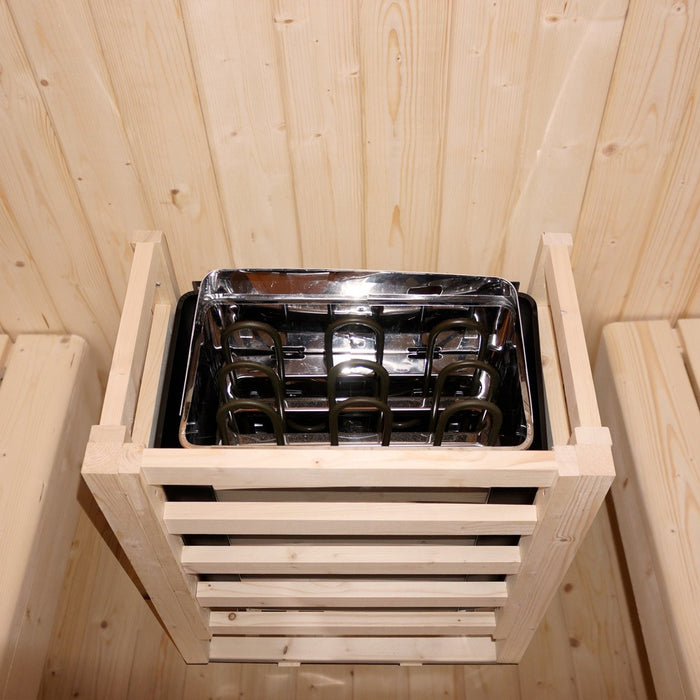 Sauna extérieur sauna tonneau FLANN XL - 184 x 220 cm pour 6 personnes - sauna avec four 8kW