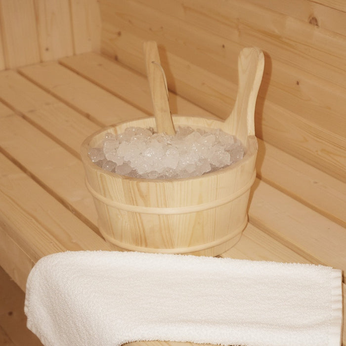Sauna extérieur sauna tonneau FLANN DELUXE L - 184 x 220 cm pour 4 personnes - sauna avec four 8kW