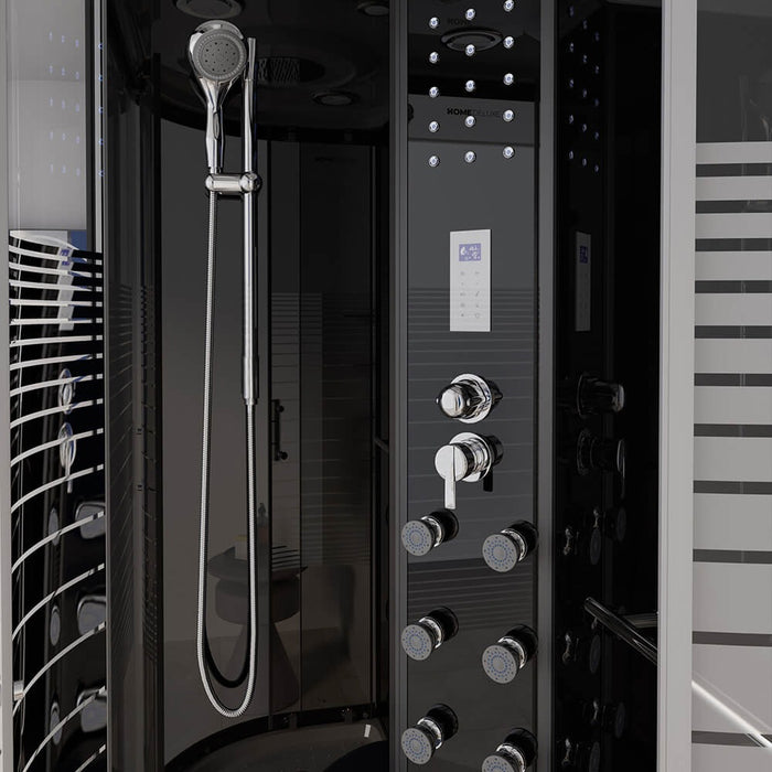 Douche à vapeur avec sauna à vapeur cascade MANTA BLACK XL, 120x80x220cm - droite