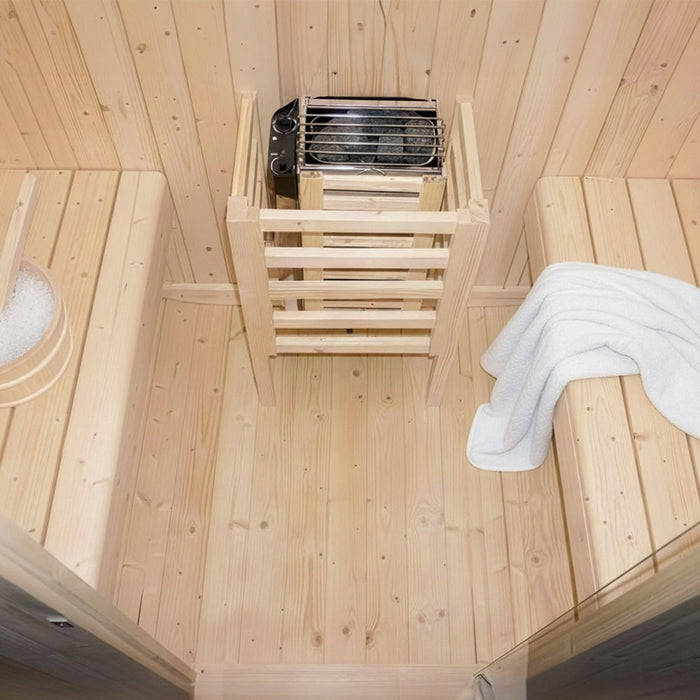 Outdoor Sauna Fasssauna FLANN M - 184 x 120 cm für 2 Personen - Sauna mit 3,6kW Ofen