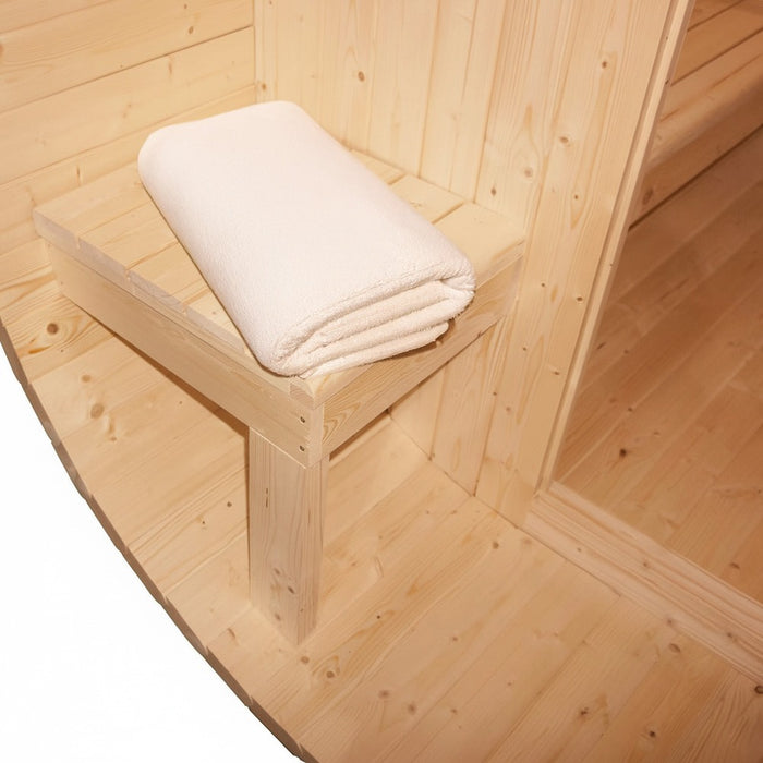 Sauna extérieur sauna tonneau FLANN DELUXE L - 184 x 220 cm pour 4 personnes - sauna avec four 8kW