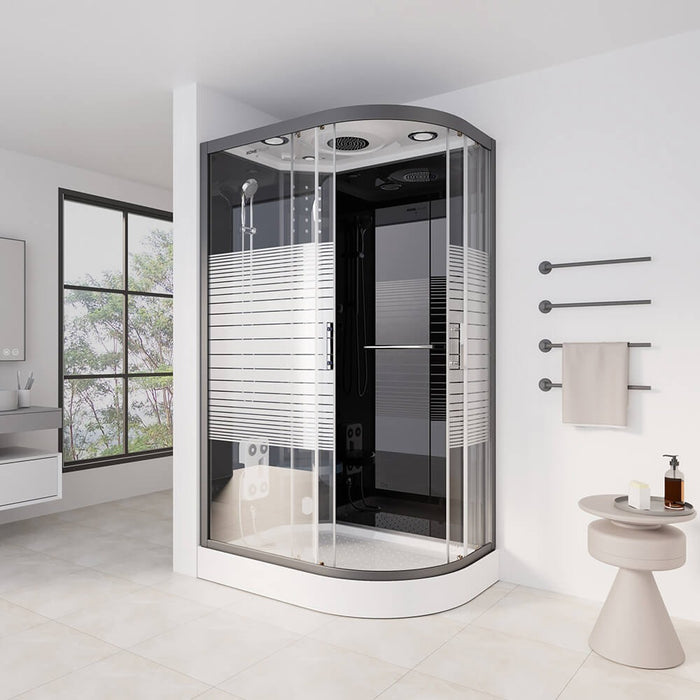 Douche à vapeur avec sauna à vapeur cascade MANTA BLACK XL, 120x80x220cm - droite