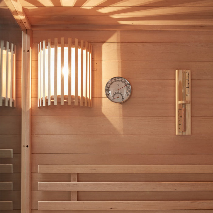 Sauna intérieur CASHEIM XL - 150 x 150 cm pour 3 personnes - Sauna traditionnel avec four 6kW