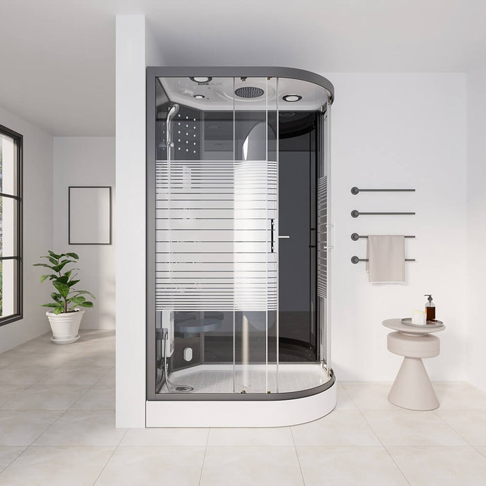 Douche à vapeur avec sauna à vapeur cascade MANTA BLACK XL, 120x80x220cm - droite
