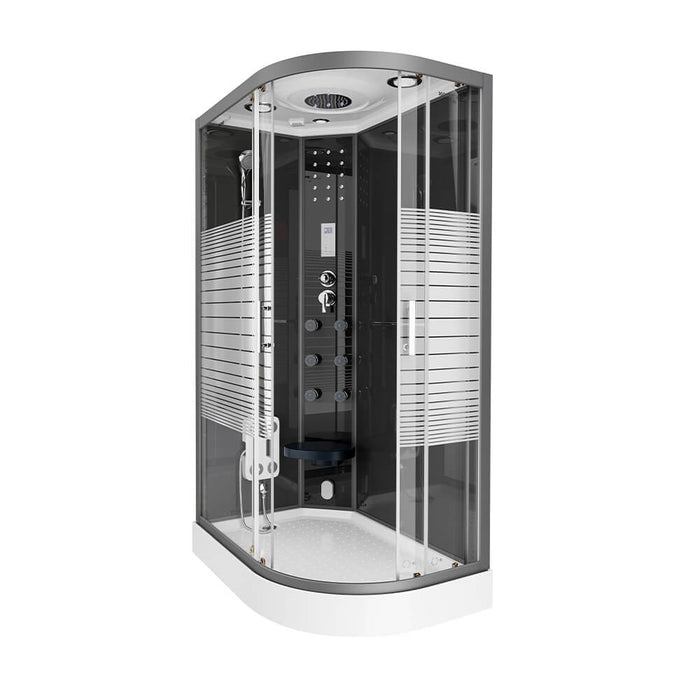 Douche à vapeur avec sauna à vapeur cascade MANTA BLACK XL, 120x80x220cm - droite