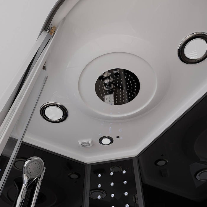 Douche à vapeur avec sauna à vapeur cascade MANTA BLACK XL, 120x80x220cm - droite