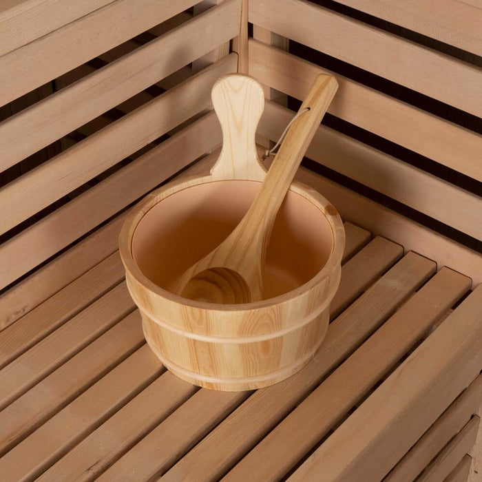 Sauna intérieur CASHEIM XL - 150 x 150 cm pour 3 personnes - Sauna traditionnel avec four 6kW