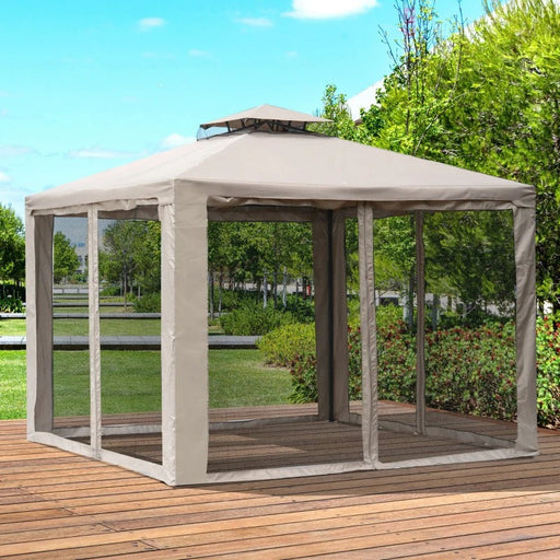 Gartenpavillon Pavillon Gartenzelt Festzelt Partyzelt mit 4x Seitenwand wetterfest Metall + Polyester Grau 2,94x2,94x2,65m