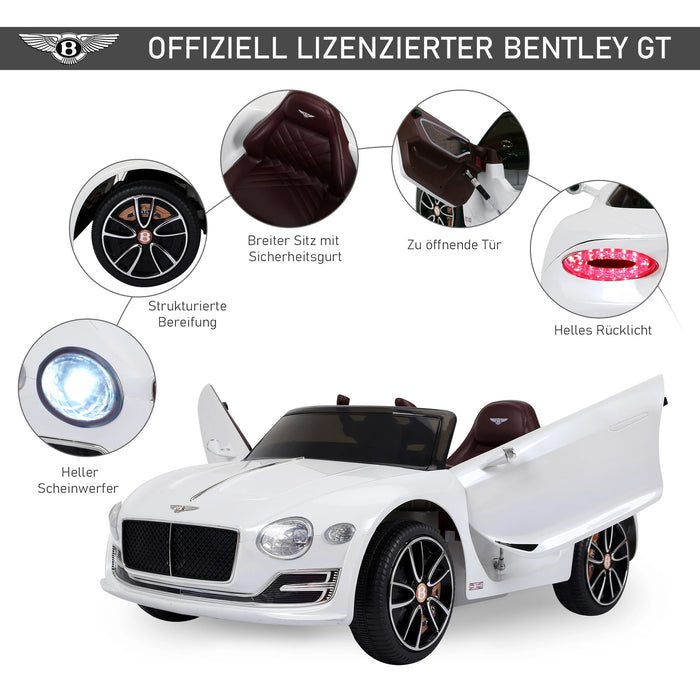 Voiture pour enfants Bentley GT véhicule / voiture électrique pour enfants agréés avec télécommande 2x390 Enfants blancs 108x60x43 cm