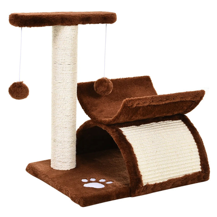 Chat grattant le post petit, pour les chats avec une balle de jeu marron 40x30x43cm