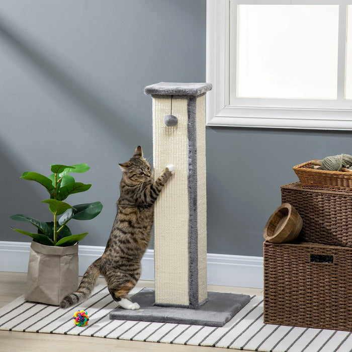 Kratzbaum Cat Tree, y compris la balle de jeu, la peluche, le sisal, la crème + gris, 41x41x81cm