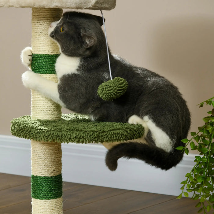 Cat Scratching Post, 1 lit de chat, 1 espace couché, vert + blanc, 40x40x64cm