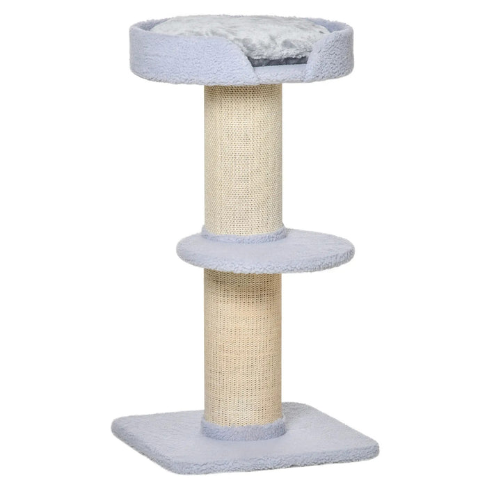 Cat Scratching Post avec plate-forme sisal en peluche bleu clair 45x45x91cm