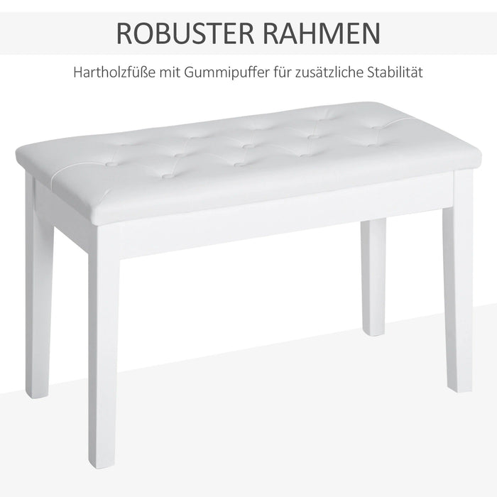 Klavierhocker im Landhausstil Hocker mit Stauraum Kunstleder Weiss, 76x36x50cm