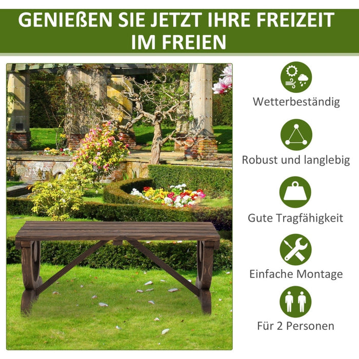 Gartenbank Holz Wetterfest Sitzbank Gartenmöbel Rustikale Bank Natur, 98x50x39,5cm