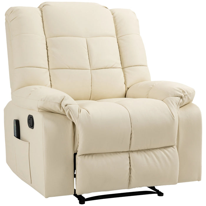 Chaise de massage, fauteuil relaxation, 8 points de vibration, fonction de couchage, cuir synthétique, 94x99x9cm