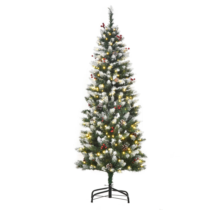 Arbre de Noël avec des baies et des pignons, des lumières LED - 150 cm