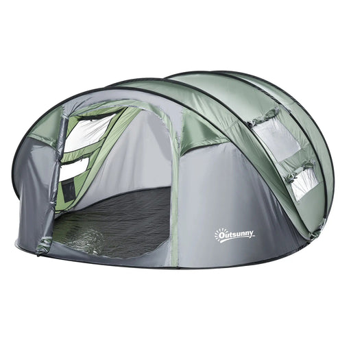 Campingzelt für 4-5 Personen Dunkelgrün + Grau, 263,5x220x123cm