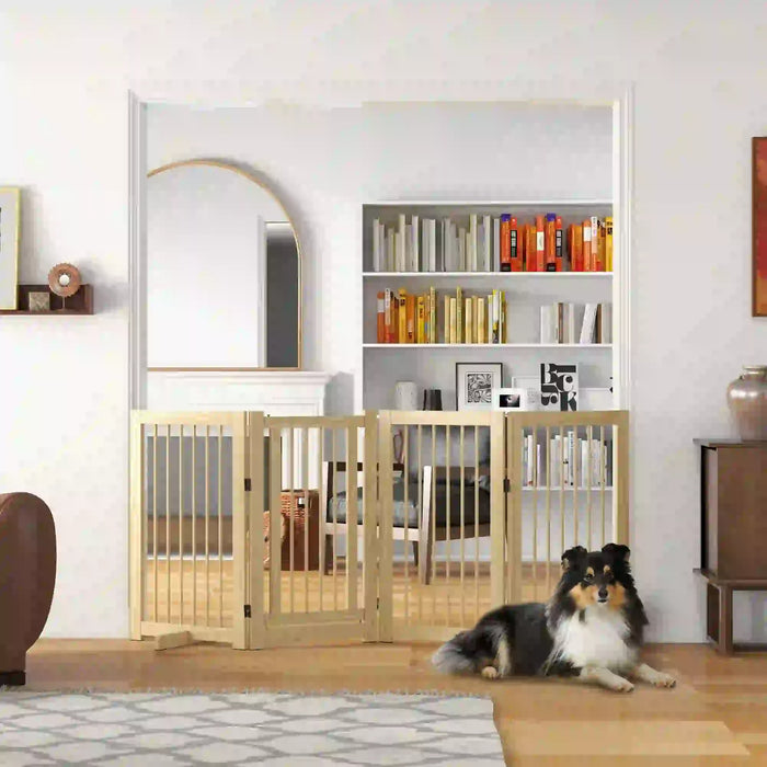 Hunde-Absperrgitter freistehend klappbar Holzrahmen, 220x36x91cm