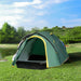 Zelt für 2 Personen 190T Campingzelt mit Heringen Glasfaser Polyester Grün + Gelb, 325x183x130cm