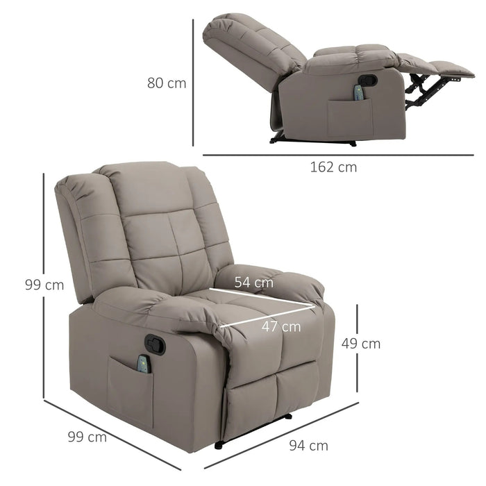 Massagesessel Elektrisch Fernsehsessel mit Liegefunktion 8 Massagepunkte 94x99x99cm