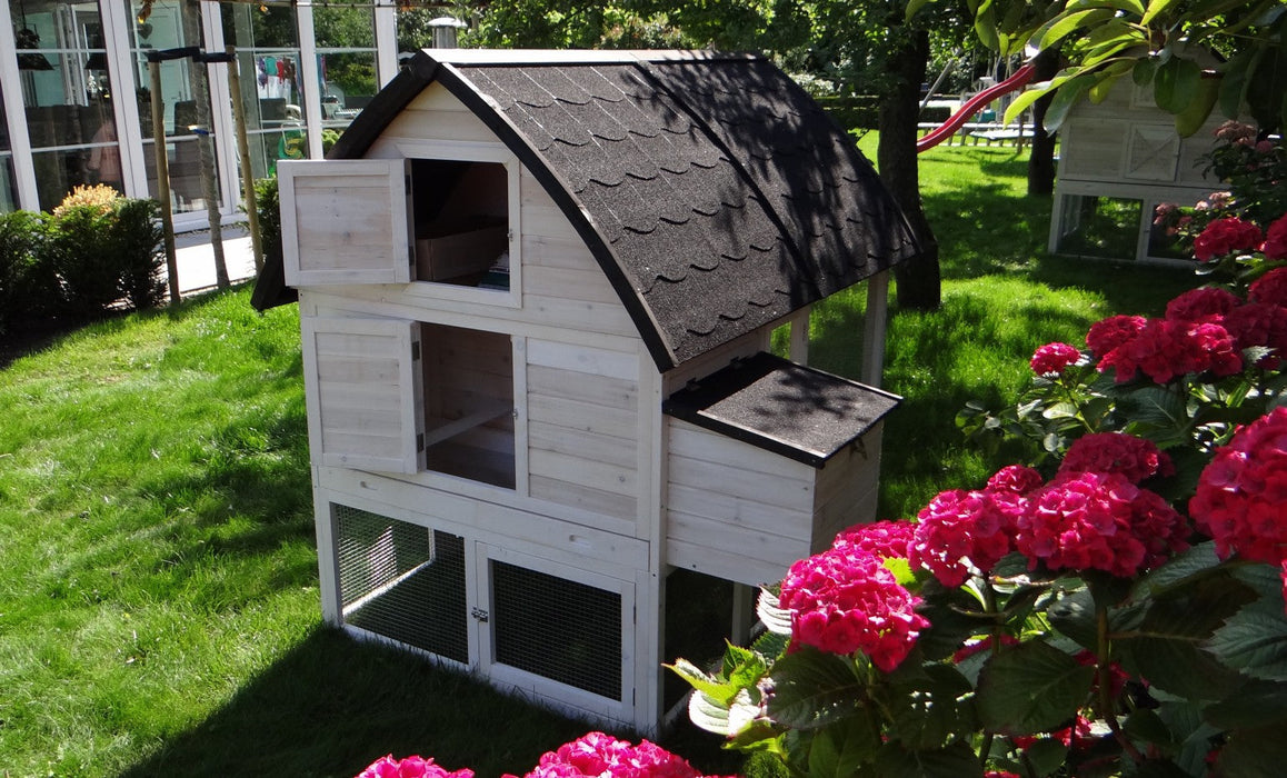 Kaninchenstall XXL grosser Stall mit Auslauf, Schublade und Strauraum, 168x150x157cm