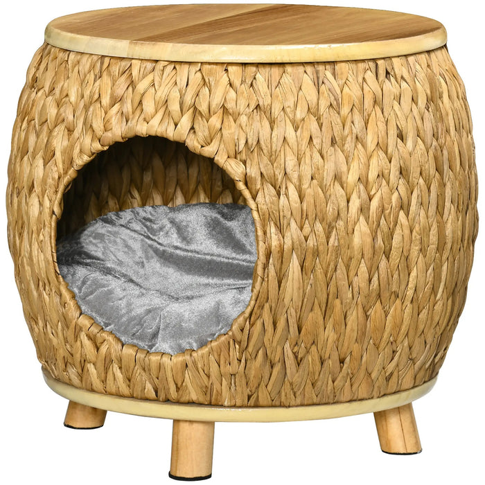 Cat Cave en herbe de jacinthe d'eau, oreiller lavable, 44x43x42cm