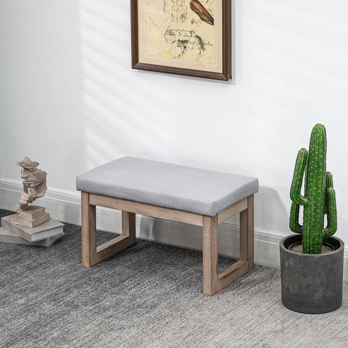 Fussbank im Skandi-Design Sitzhocker Fusshocker Grau + Natur, 68x38x42cm