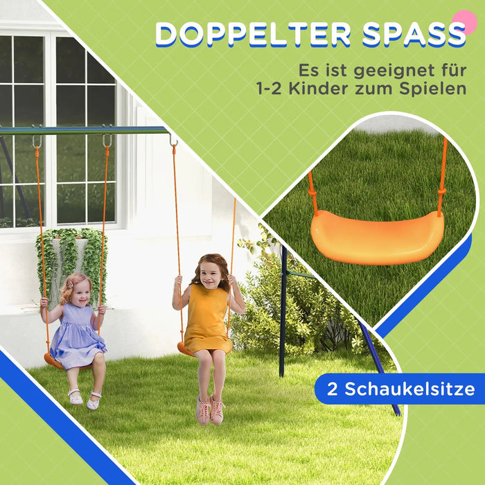 Kinder-Schaukelgestell mit 2 Schaukelsitzen, für 3-8 Jahre, Stahl, 2,7x1,6x1,8m