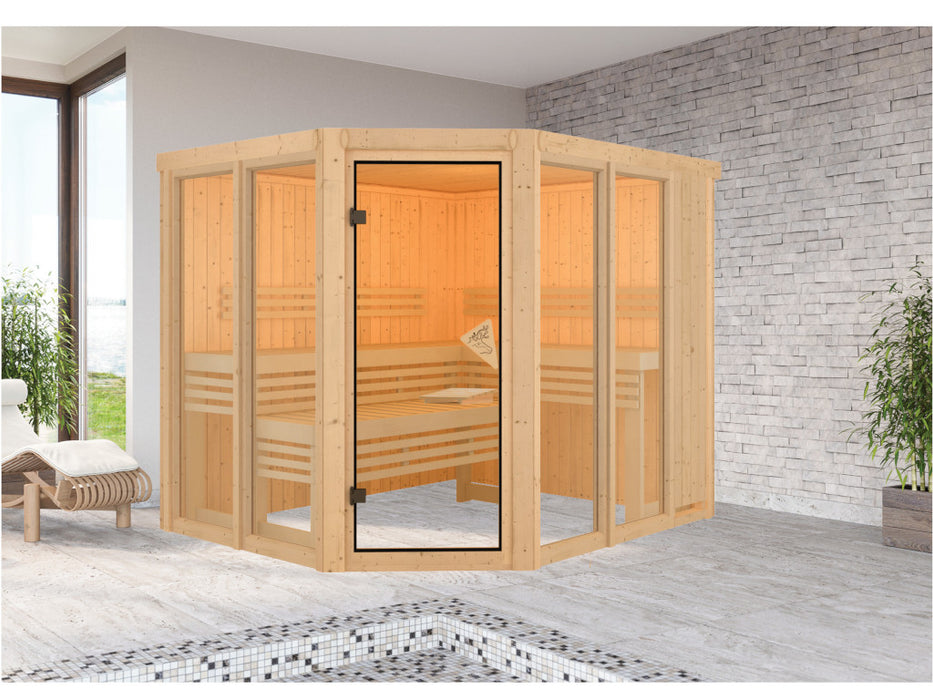 Sauna Premium Nuri - 231x196x198cm, 2-4 personnes - sauna en salle avec four 9kw