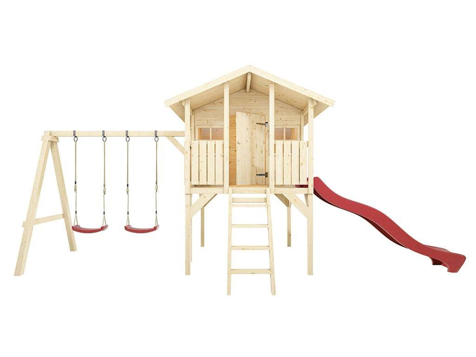 Playhouse with Slide, Game Tower, Stelzenhaus 'Spider', y compris le double swing, 410.5x198x282cm (bxtxh)