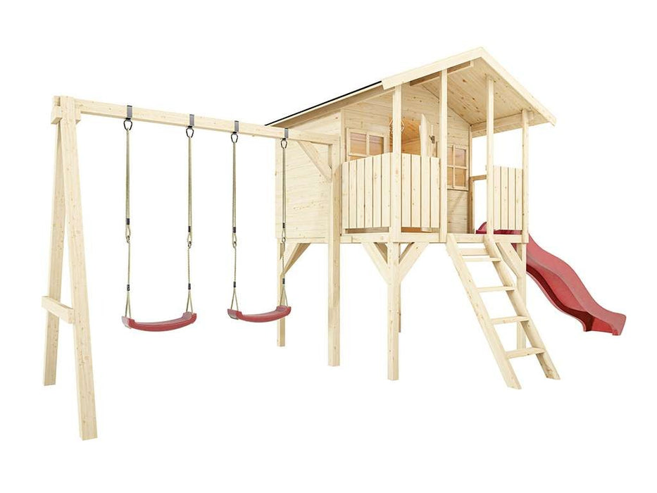 Playhouse with Slide, Game Tower, Stelzenhaus 'Spider', y compris le double swing, 410.5x198x282cm (bxtxh)