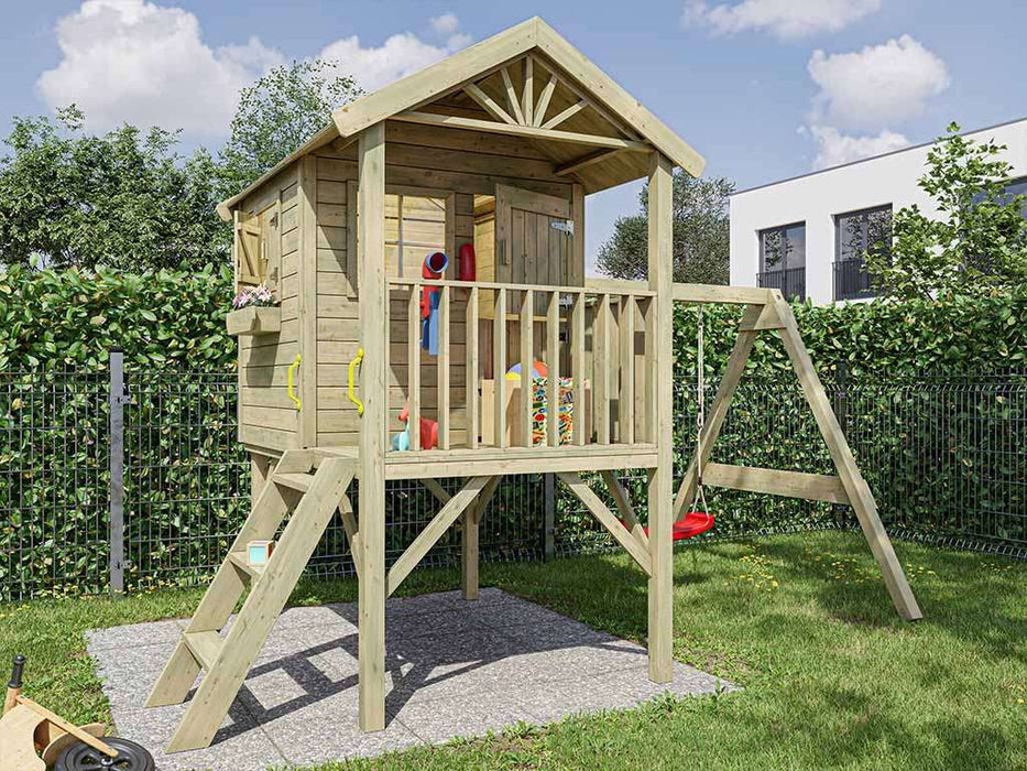 Playhouse, play tower, stilt house 'LAUGH XL' incl. swing attachment, 155.3x188x244.5cm (WxDxH)