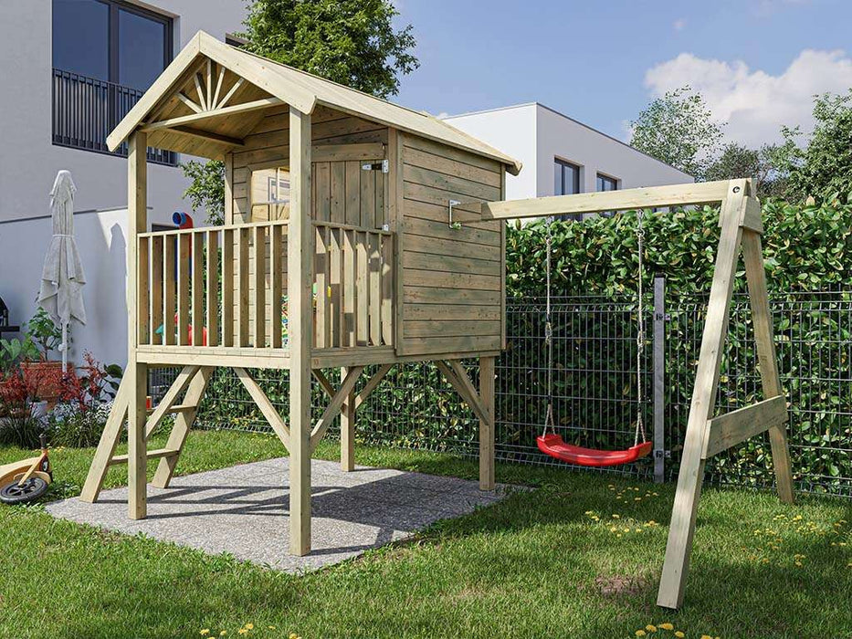 Playhouse, play tower, stilt house 'LAUGH XL' incl. swing attachment, 155.3x188x244.5cm (WxDxH)