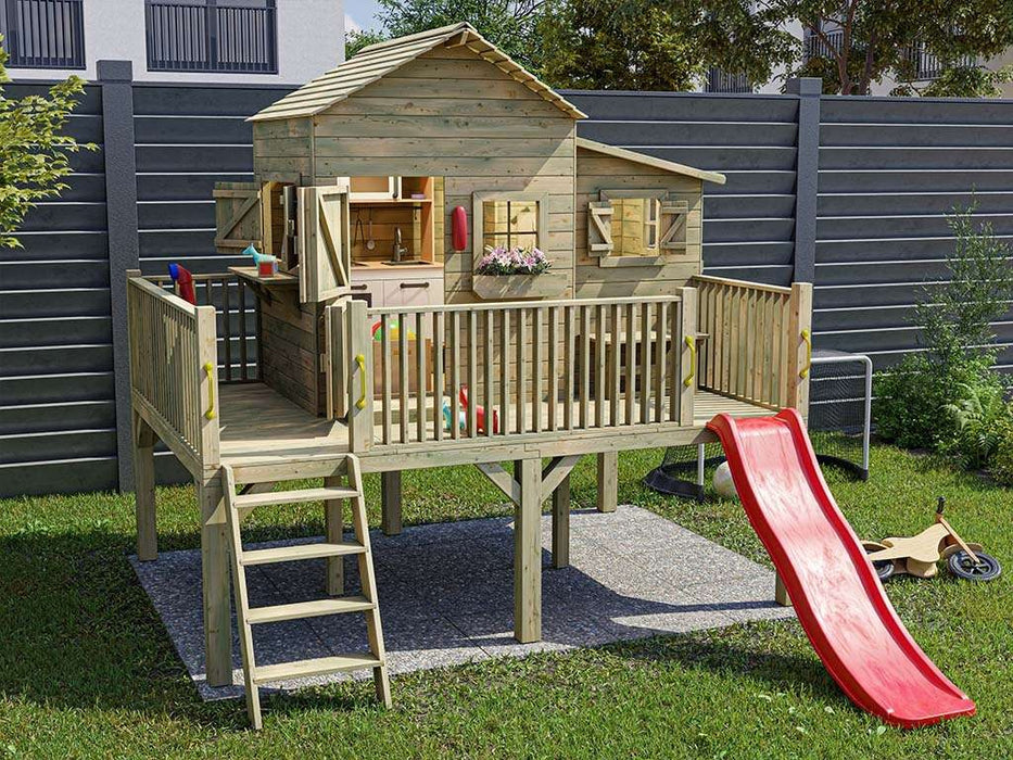 Playhouse with Slide Wood 'Sun XL', 270x351,1x265.3 cm (BXTXH)