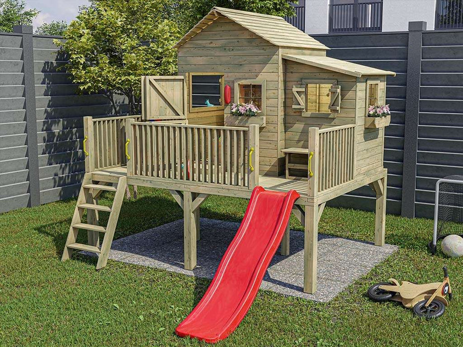 Playhouse with Slide Wood 'Sun XL', 270x351,1x265.3 cm (BXTXH)