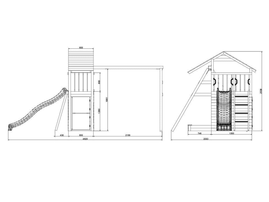 Tour de jeu «Bridge», y compris le bleu glissant, 559x493x254cm (bxtxh)