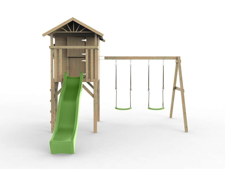 Spielhaus, tour de gibier, «arbre» ​​de Stelzenhaus, y compris swing unique et green great, 396x237x298cm (bxtxh)