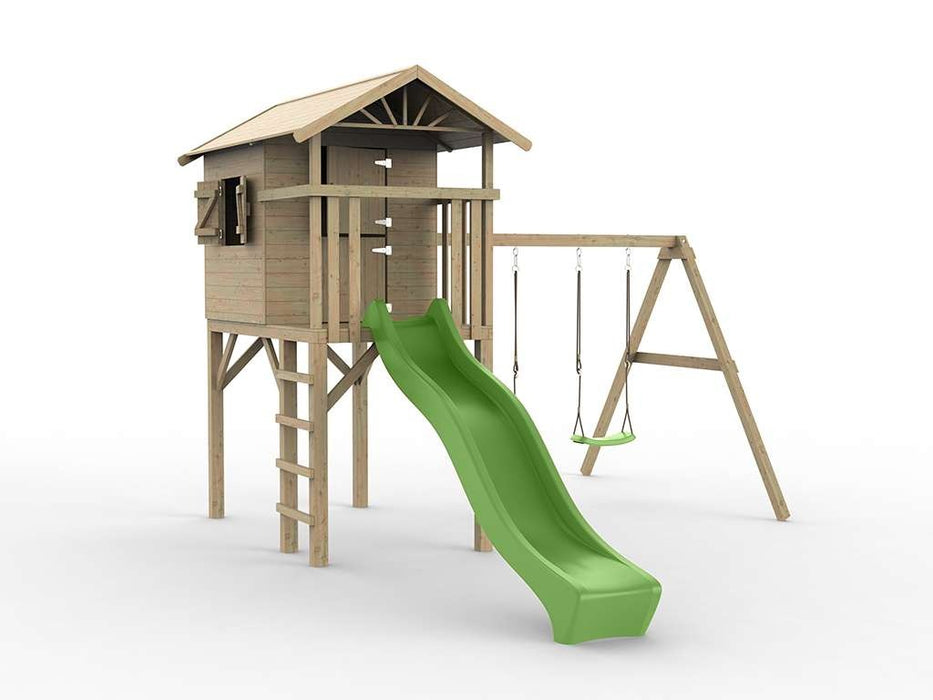 Spielhaus, tour de gibier, «arbre» ​​de Stelzenhaus, y compris swing unique et green great, 396x237x298cm (bxtxh)