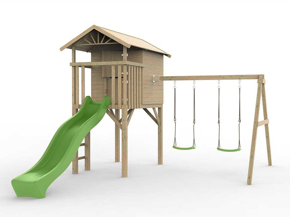 Spielhaus, tour de gibier, «arbre» ​​de Stelzenhaus, y compris swing unique et green great, 396x237x298cm (bxtxh)