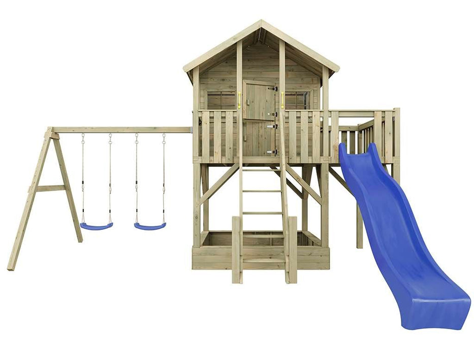 Stilt house 'BIG XL' incl. double swing & slide blue, 528.5x292.7x322.7cm (WxDxH)
