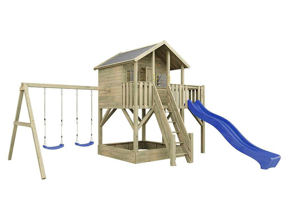 Stilt house 'BIG XL' incl. double swing & slide blue, 528.5x292.7x322.7cm (WxDxH)
