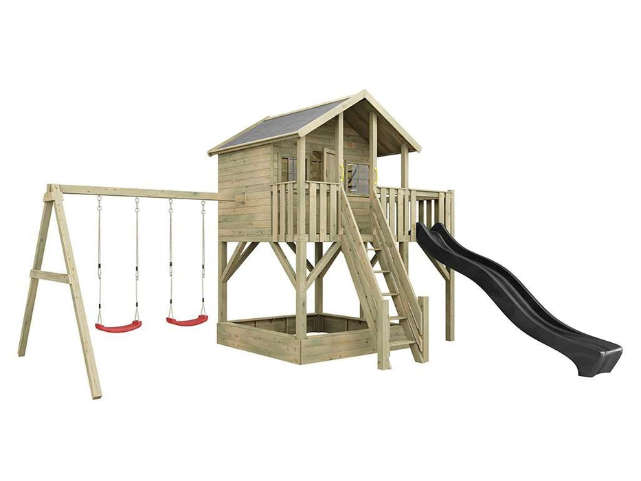 Palafitta 'BIG XL' incl. doppia altalena e scivolo grigio, 528,5x292,7x322,7 cm (LxPxA)