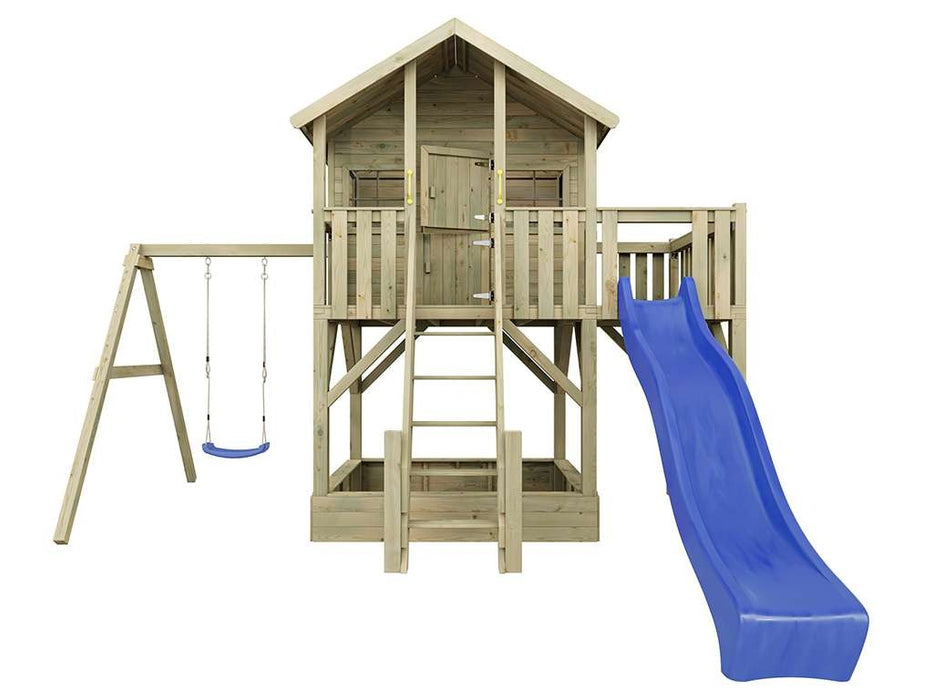 Stelzenhaus 'BIG XL' inkl. Einzelschaukel & Rutsche Blau, 448,5x292,7x322,7cm (BxTxH)