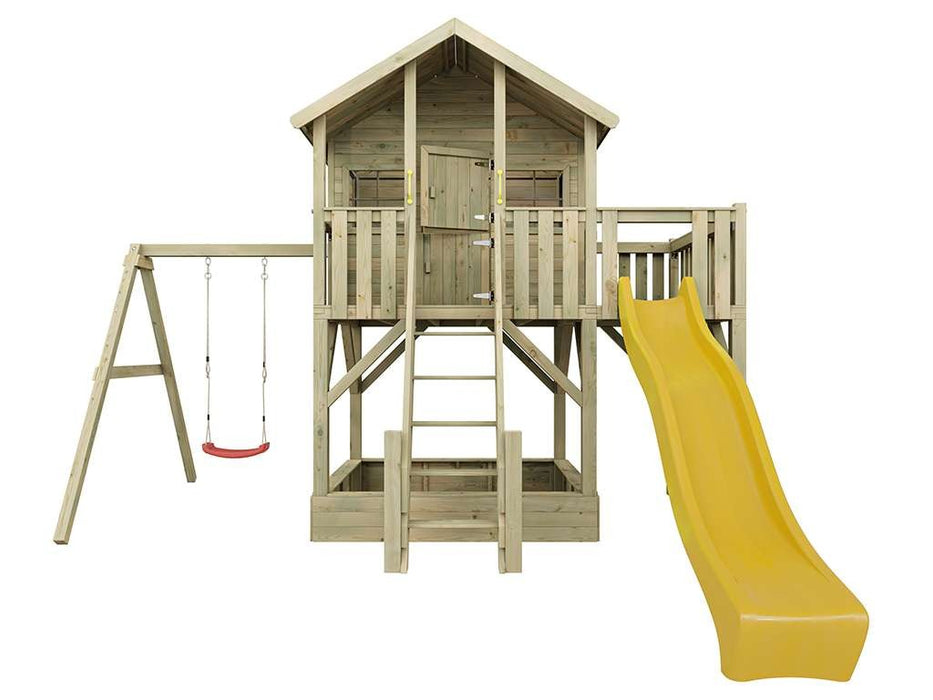 Stelzenhaus 'BIG XL' inkl. Einzelschaukel & Rutsche Gelb, 448,5x292,7x322,7cm (BxTxH)