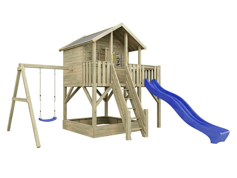 Stelzenhaus 'BIG XL' inkl. Einzelschaukel & Rutsche Blau, 448,5x292,7x322,7cm (BxTxH)